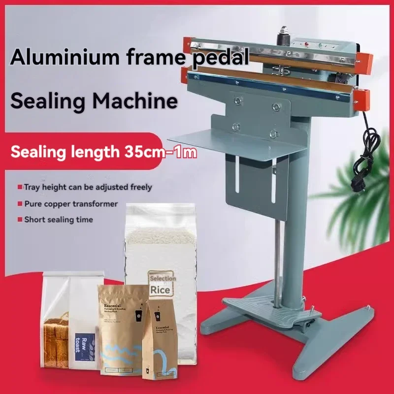 Aluminum Frame Pedal Sealing Machine Fast Heat Wide Edge Live Fish Plastic Bag Rice Tea Foil Bag