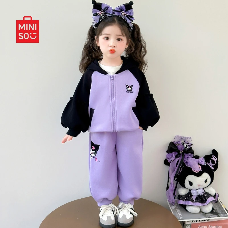 

2025 Kuromi Hoodie Set, Casual 2-Piece Outfit with Hooded Top for Girls Autumn Fashion