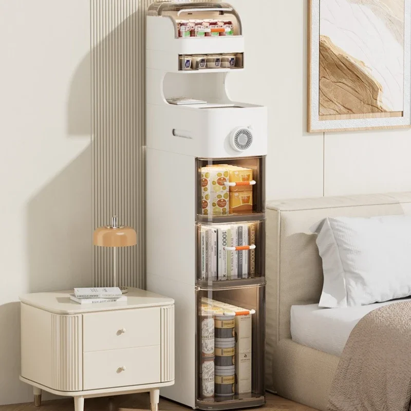 

Modern Drawer type crevice cabinet, kitchen storage rack, bathroom, narrow slit with light, dust-proof storage cabinet