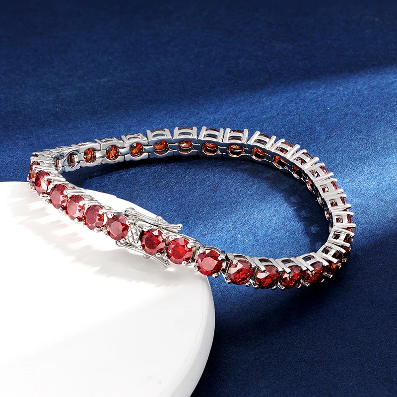 TBCYD 100% Real Red Moissanite Tennis Bracelet For Women Men GRA Certified Original S925 Silver Lab Diamond Bangles Hand Chain