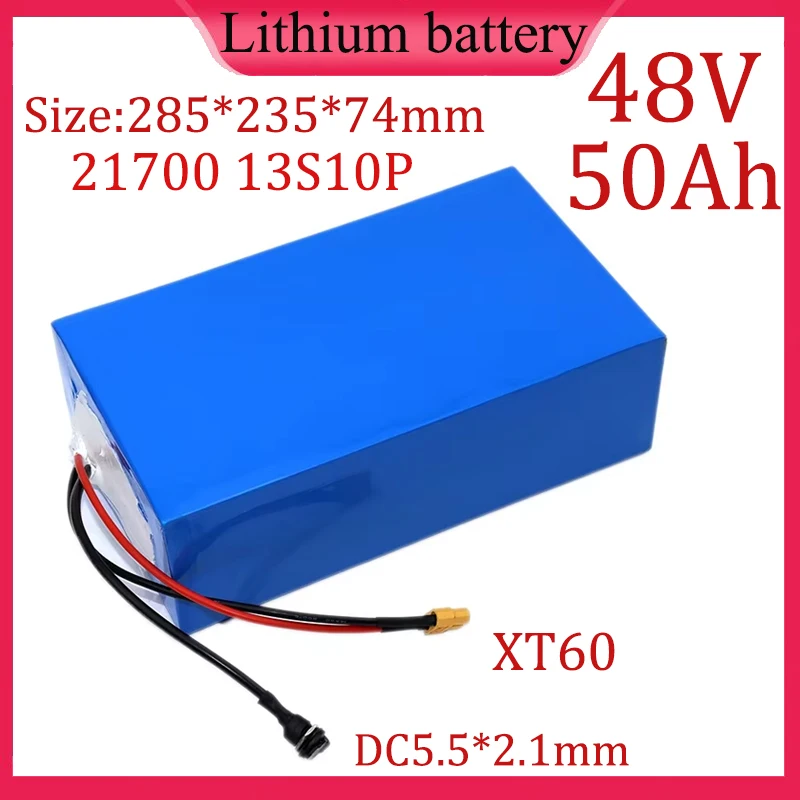 48V 50Ah 21700 13S10P lithium battery Solar energy storage built-in 50A BMS for 0-2500W high-power electric motor power tools