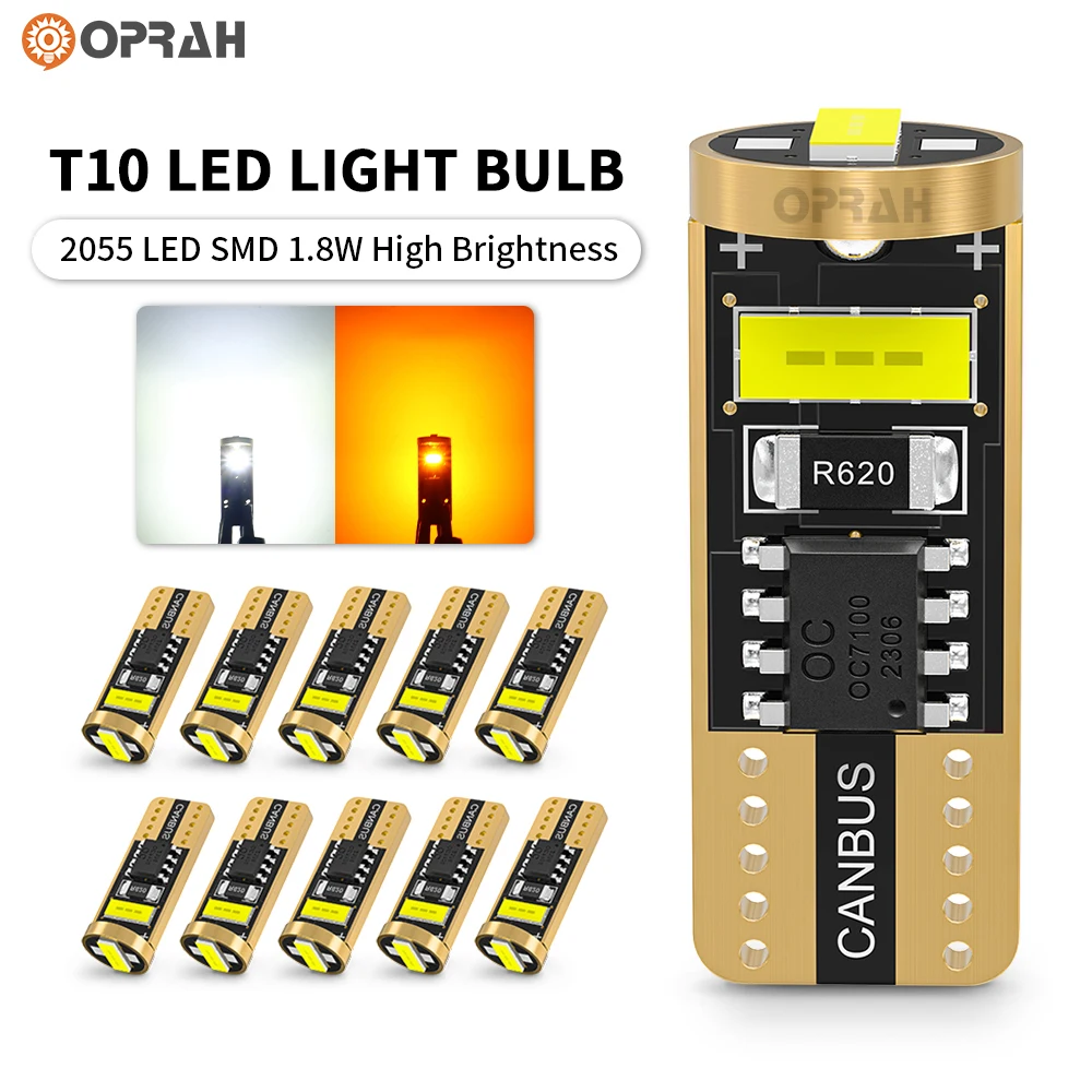 

2/10 шт., W5W T10 2055, 3SMD, лампочки для BMW, Audi, Mercedes, автомобильные Внутренние огни для чтения, парковочные огни, белый, желтый, без ошибок