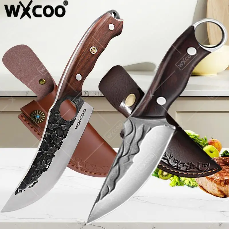 WXCOO-cuchillo de Chef profesional para cortar carne, barbacoa, cocina, corte de frutas, utilidad, cuchillo y accesorios para deshuesar forjado