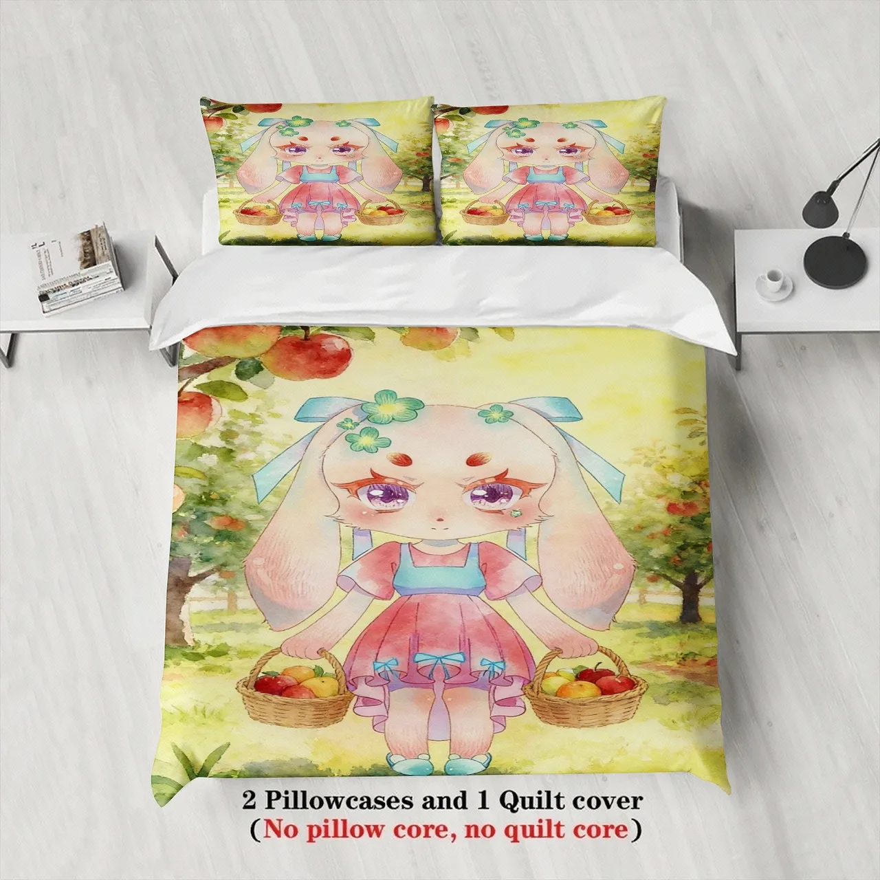 

3pcs Lulu - Rabbit Duvet Cover Set, 3d Print Single Queen Size Bedding Set A Great Gift for Decorating a Child's Bedroom