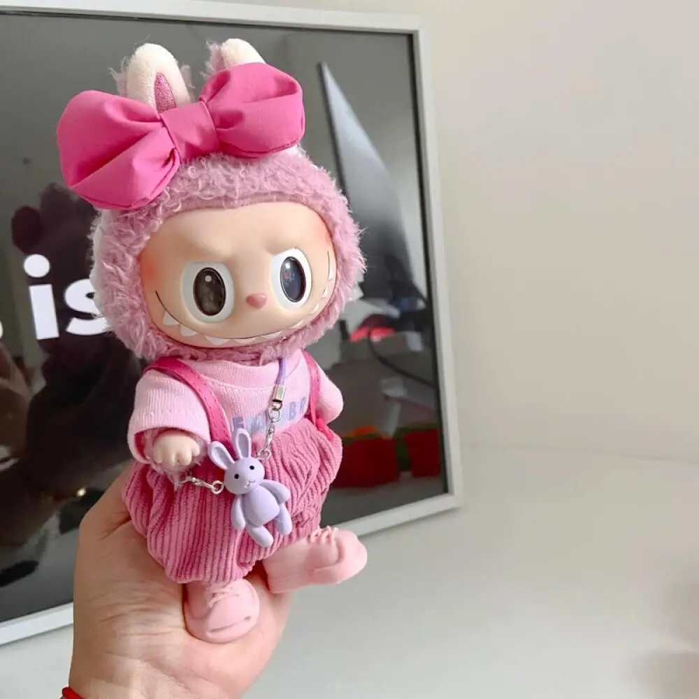 ل 17 سنتيمتر Labubu الملابس مجموعة معكرون لطيف الملابس DIY بها بنفسك الأطفال هدية الملابس إكسسوارات الشعر الملابس