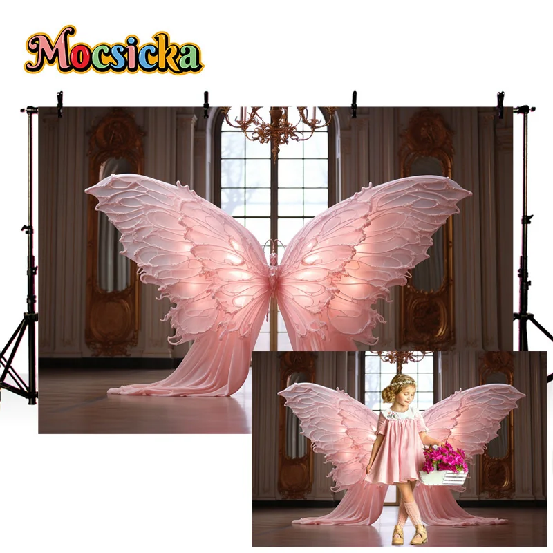 Mocsicka Photography Background Butterfly Wings Glitter Decor Adult Maternity Artistic Portrait Kids Happy Birthday Photo Props