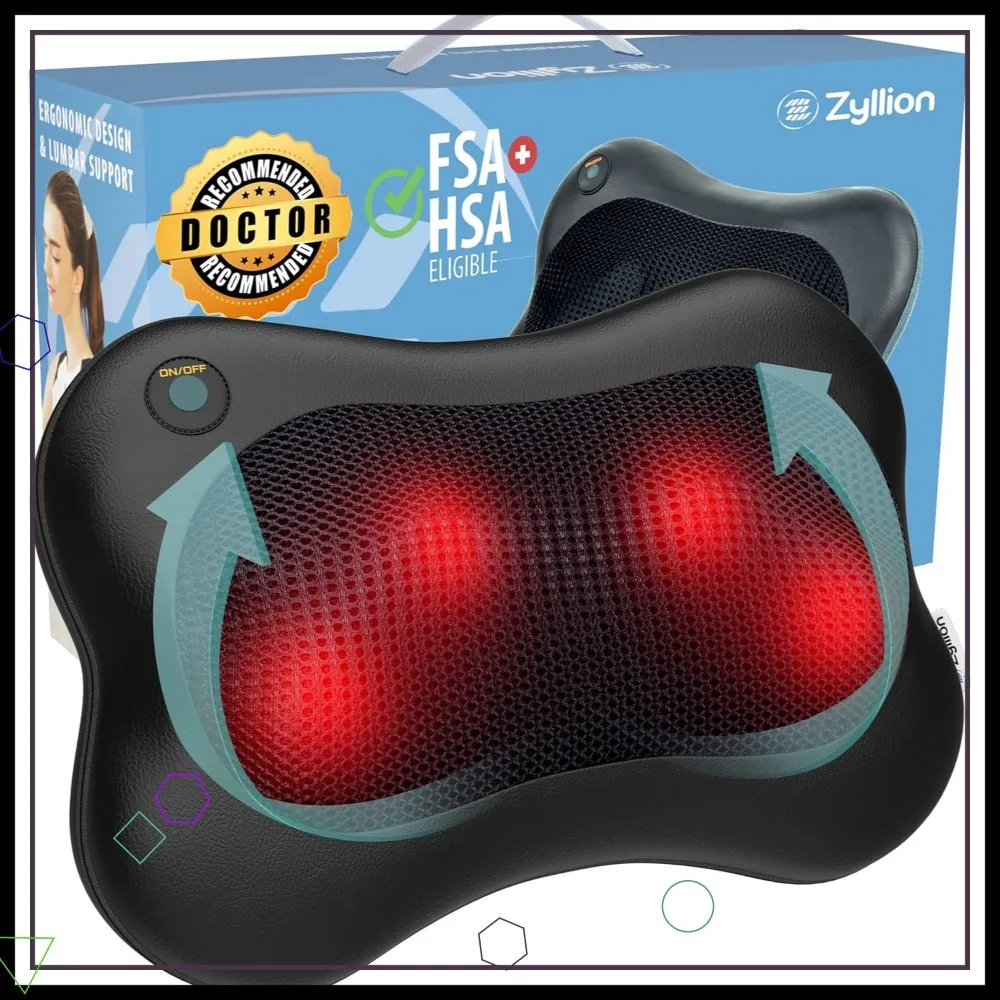 

3D Electric Kneading Deep Tissue Massage Pillow with Heat for Back and Neck Muscle Pain Relief, Black