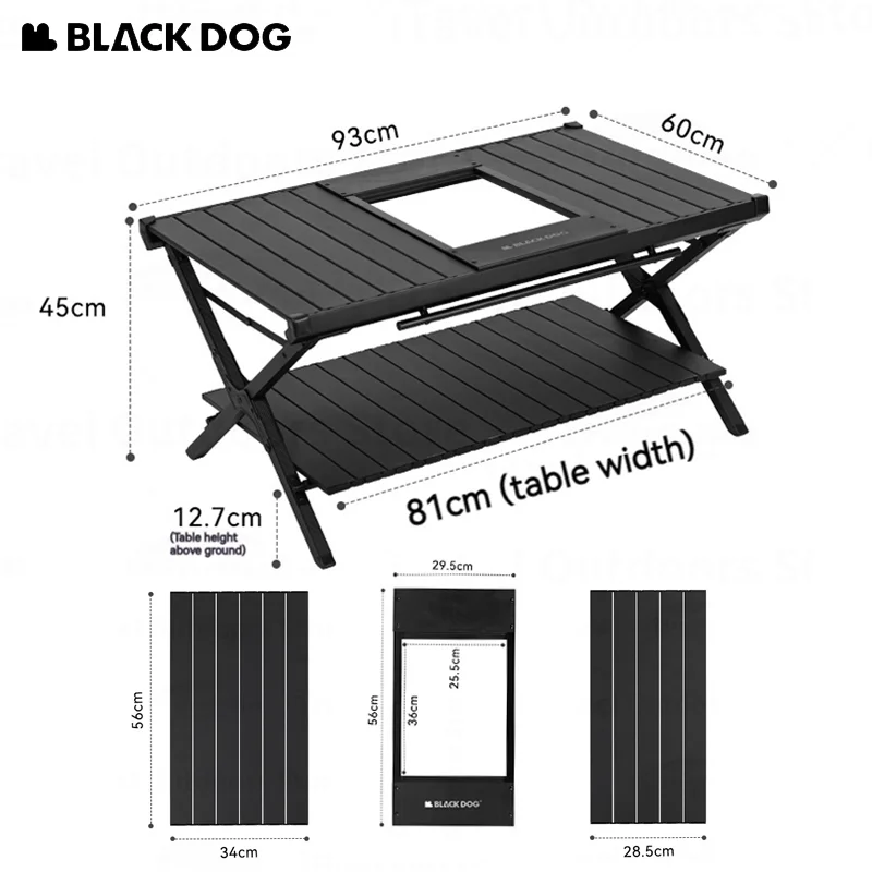 Naturehike BLACKDOG IGT Table Double Layer Aluminium Alloy Desk Folding Outdoor Camping Picnic BBQ Lightweight Removable Table