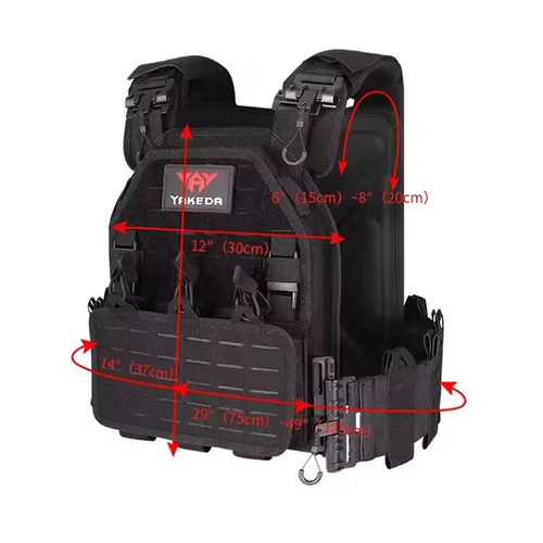 Imagen 2 del producto Chaleco táctico ligero 6094: sistema MOLLE de desmontaje rápido, nailon duradero para militar/caza/EDC