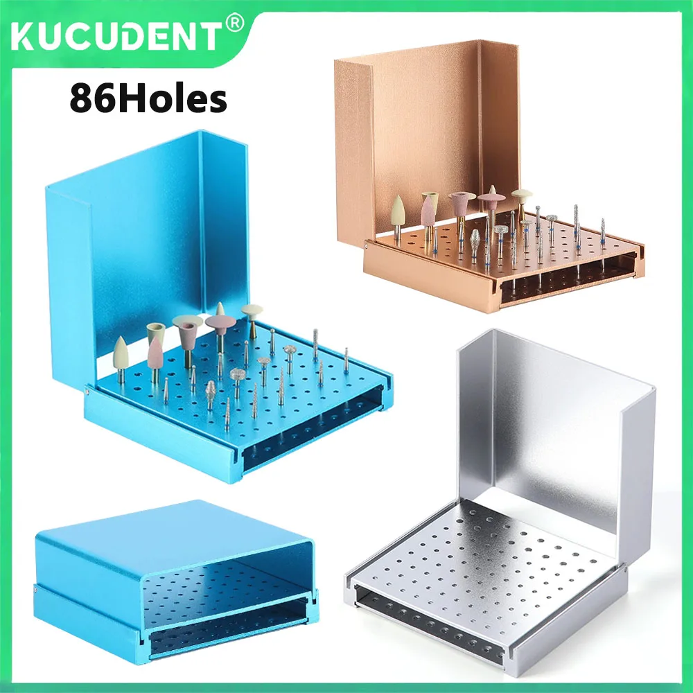 

86 Holes Aluminium Dental Bur Holder For High And Low Speed Burr Endo Box Cleaning Stand 135℃ Autoclavable Sterilizable Lab Tool