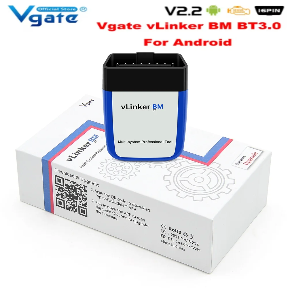 Vgate vLinker BM+ V2.2 ELM327 OBD-Scanner Bluetooth 3.0/4.0 OBD2 Autodiagnosetools funktionieren mit Bimmercode ELM 327 für BMW