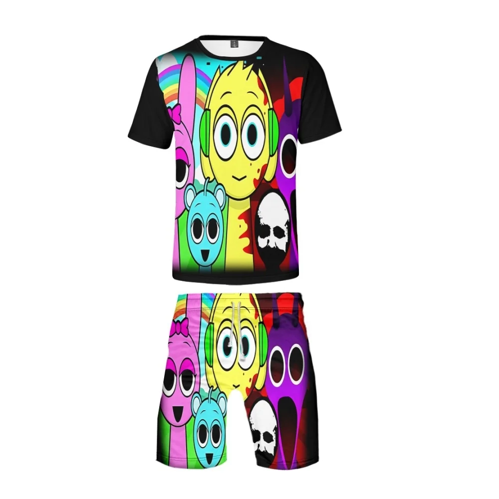 Sprunki T Shirt Shorts Sprunki Incredibo Kostüm Junge Mädchen Tops Y2K Hip Hop Pullover Harajuku Kleidung Cosplay Wenda Pinki Anzug