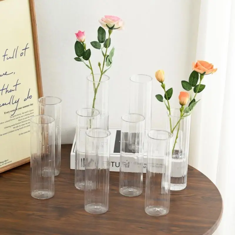 Clear Straight Plastic Vase, Tabletop Centerpiece For Fresh Flowers, Hydroponic Plants, And Florist Shop Floral Display