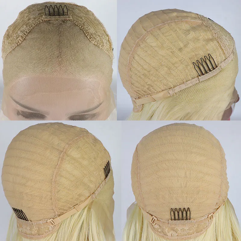 Parrucca diritta bionda miele parrucche sintetiche 13x4 anteriori in pizzo capelli in fibra resistente al calore di alta qualità attaccatura dei capelli naturale per donne bianche