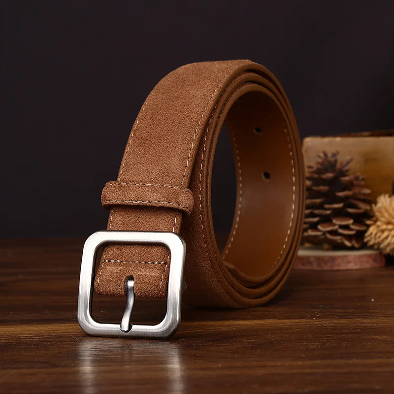 Matte simple high-end anti-suede suede belt for women hot style internet celebrity style genuine leather belt for women