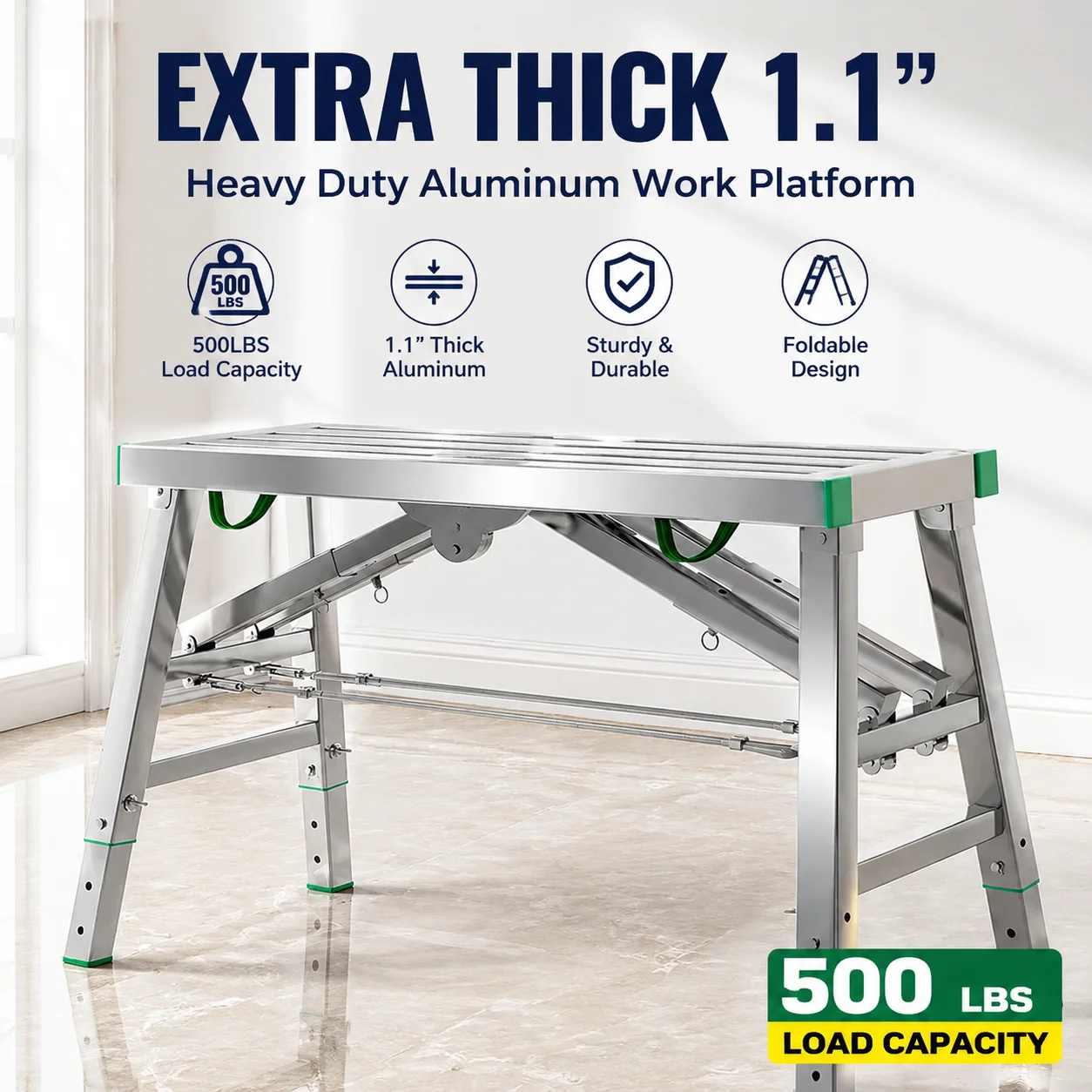 Telescopic Adjustable Height Ladder Stool for Indoor/Outdoor Use – Heavy-Duty Folding Platform Step Stool