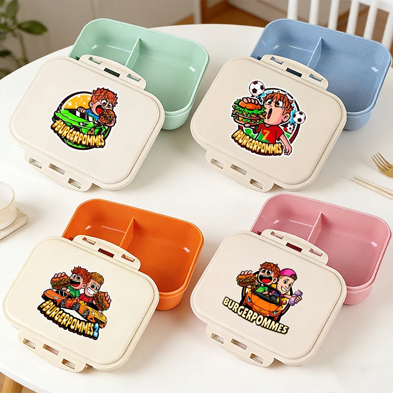 Burgerpommes Icrimax Lunchbox für Jungen und Mädchen, tragbare Bento-Boxen, Cartoon-Lebensmittel-Aufbewahrungsbehälter, Schule, Picknick, Büro, Abendessen