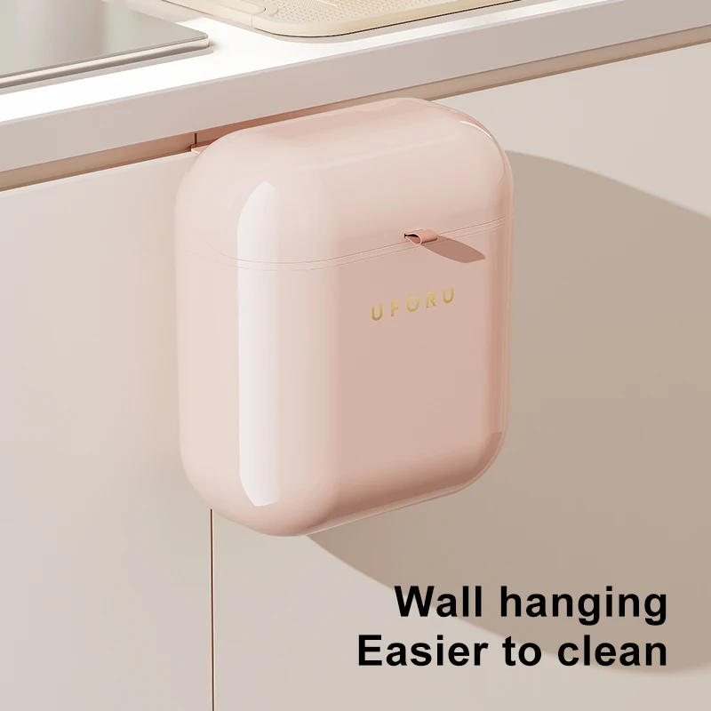 UFORU Trash can household bathroom wall hanging seam toilet kitchen with lid large capacity high appearance level