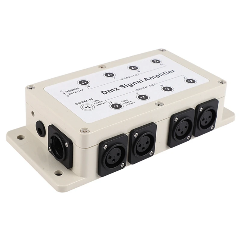 Controlador de señal LED Dmx Dmx512, divisor para equipos domésticos, 12-24V de CC, 8 canales de salida, 2 unidades