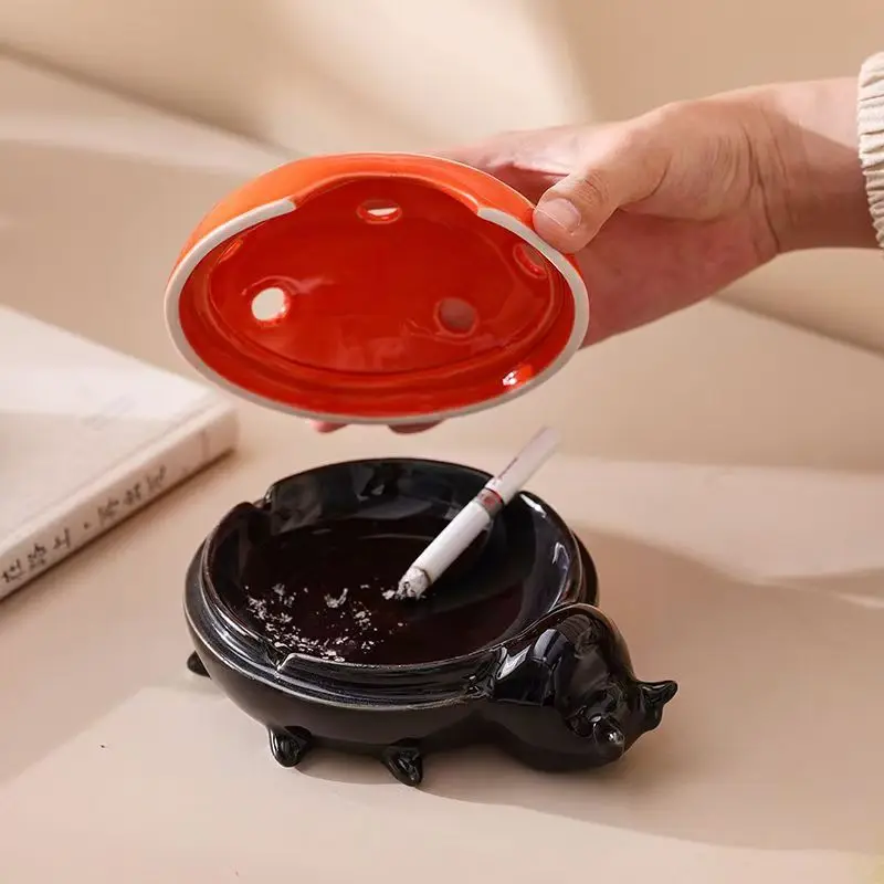 Creative Seven Star Ladybug Ceramic Ashtray Cartoon Animal Car Ashtray Simulation Beetle Landscape Decorations Birthday Gift Art