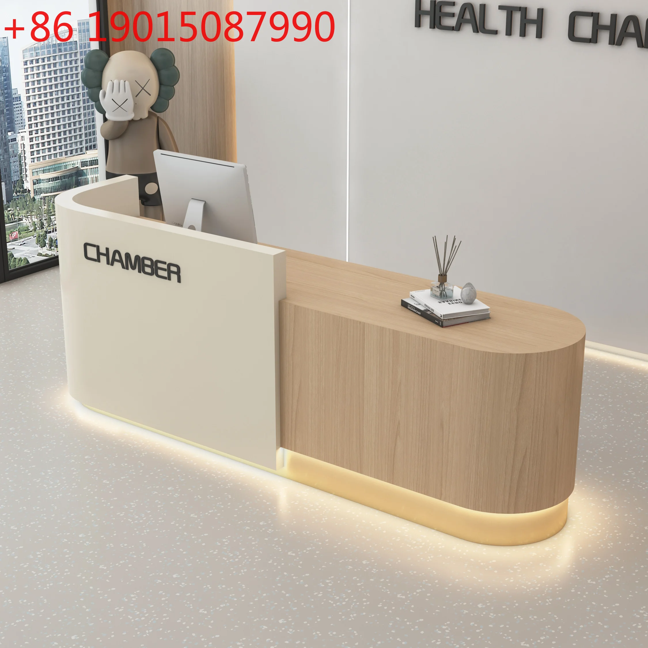 

Bar checkout page Company curved front desk Reception desk Clothing store Beauty salon Light luxury