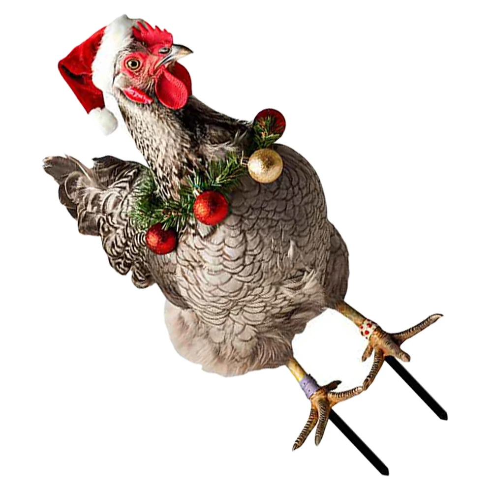 

Colorful Bulb Chicken Decorations Iron Stakes Outdoor Christmas Yard Ornament Garden Adornment Lawn Decor