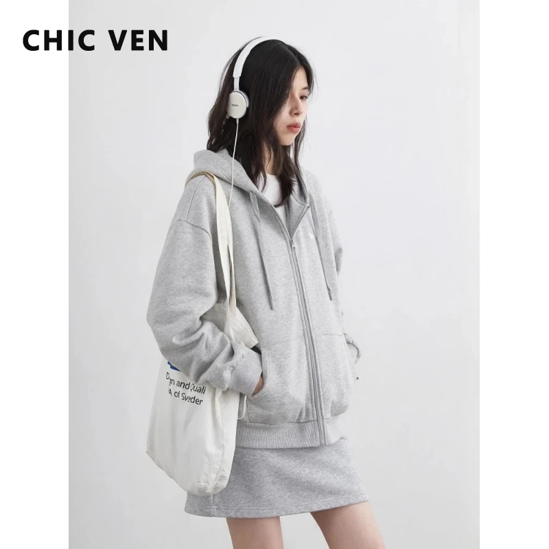 

CHIC VEN корейские женские толстовки свободные повседневные новые женские топы с капюшоном на шнурке женская куртка флисовый пуловер осень-зима 2025