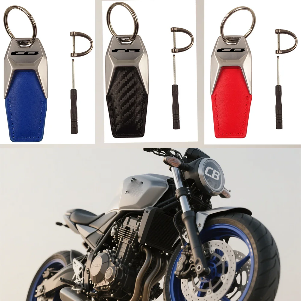 

fit For HONDA CB CBF CBR Leather Splicing Waist Hanging Car Keychain Metal Key Ring Chain Motorcycle Keyring Accessories Gifts