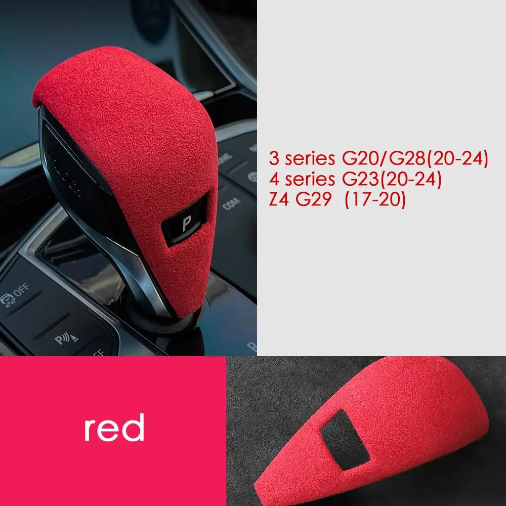 

Car Interior Suede Gear Shift Knob Cover Trim for BMW 3 Series G20 G28 2020-2024, 4 Series G23 2020-2024, Z4 G29 2017-2020