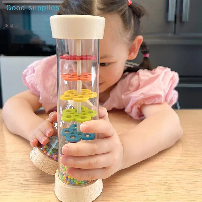 nimbleMontessori Baby Rain Stick Rainbow Rain Music Rattle Baby Educational Toy Rainmaker Montessori Sensory Toys For Kidsobject