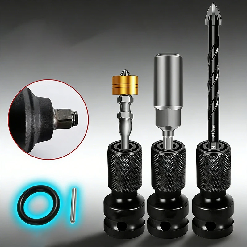 1pcs Impact and Ratchet Wrench Quick Release 1/2-Inch Square Drive To 1/4-Inch Hex Female Socket Adapter Converter Chuck Adaptor