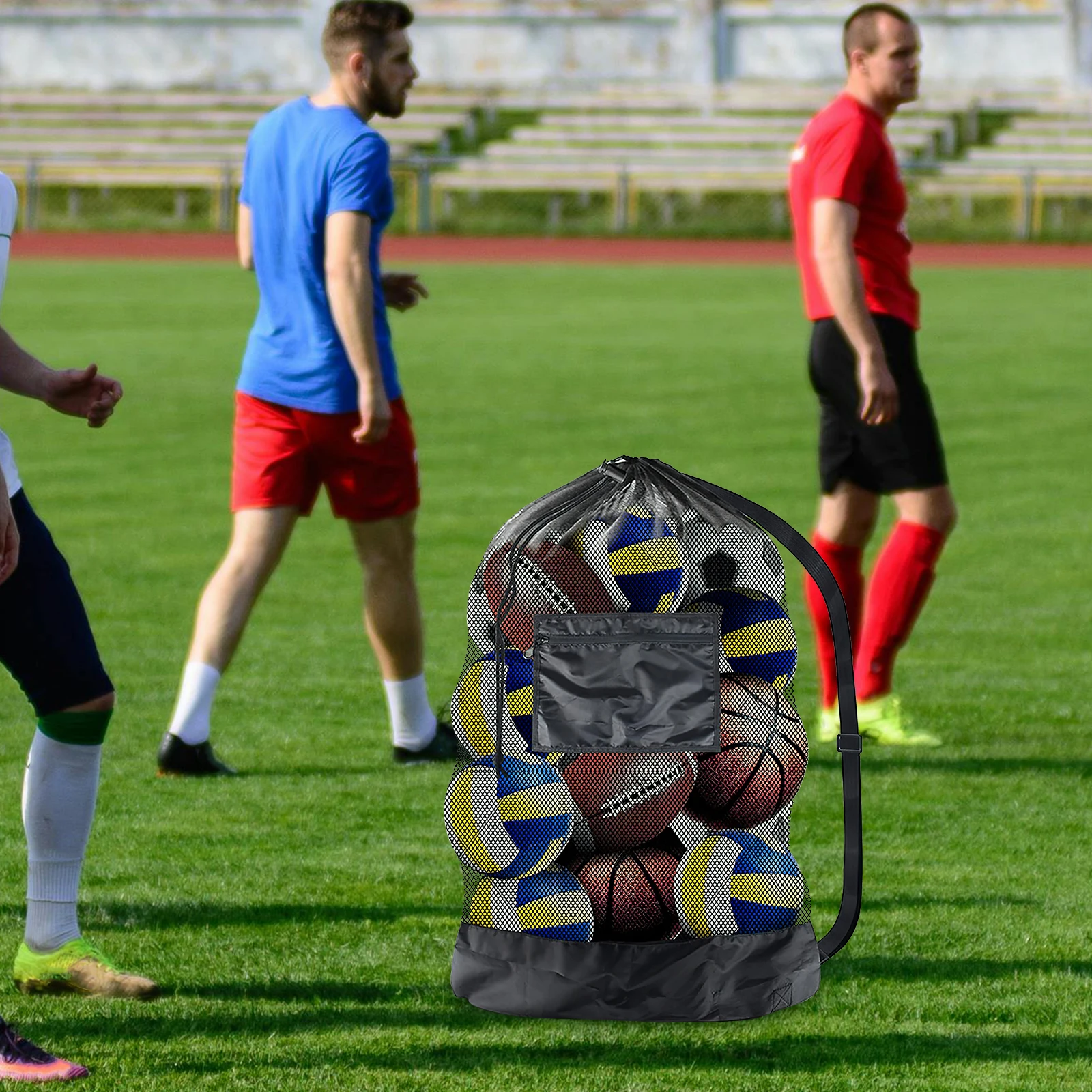 

Heavy Duty Mesh Bag Large Capacity Drawstring Backpack for Basketball Soccer Volleyball Rugby Sports Storage
