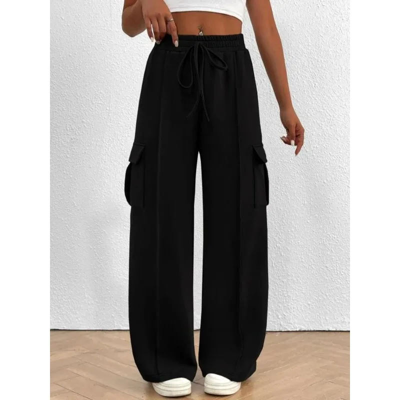 Plus Size Women's Running Sports Pants Loose Wide Leg Casual Pants Casual Exercise Jogging Pants With Pockets