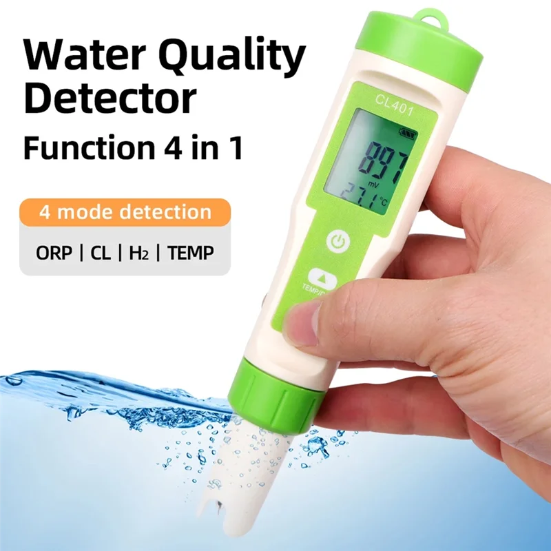 

4-In-1 Water Quality Detector ORP Temperature Chlorine H2 CL Swimming Pool Hydroponic Aquariums Quality Tester-B91B