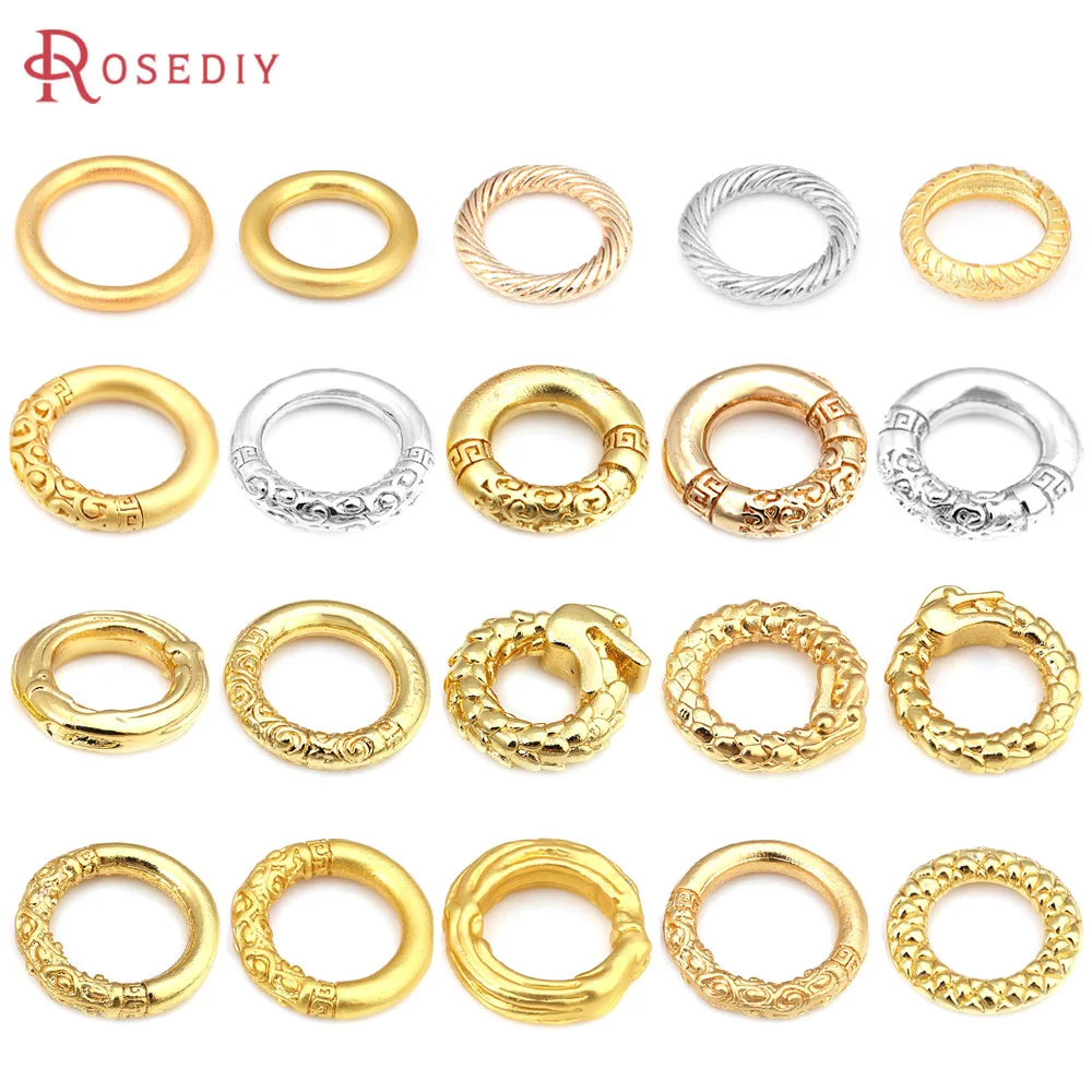 Matte Gold Color Brass Round Circle Closed Rings High Quality Jewelry Making Supplies Necklace Earrings Accessories for Women