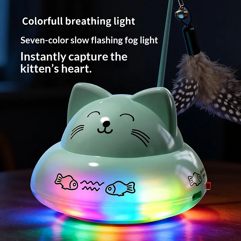 Juguete interactivo automático para gatos con plumas y varita eléctrica - imagen 4