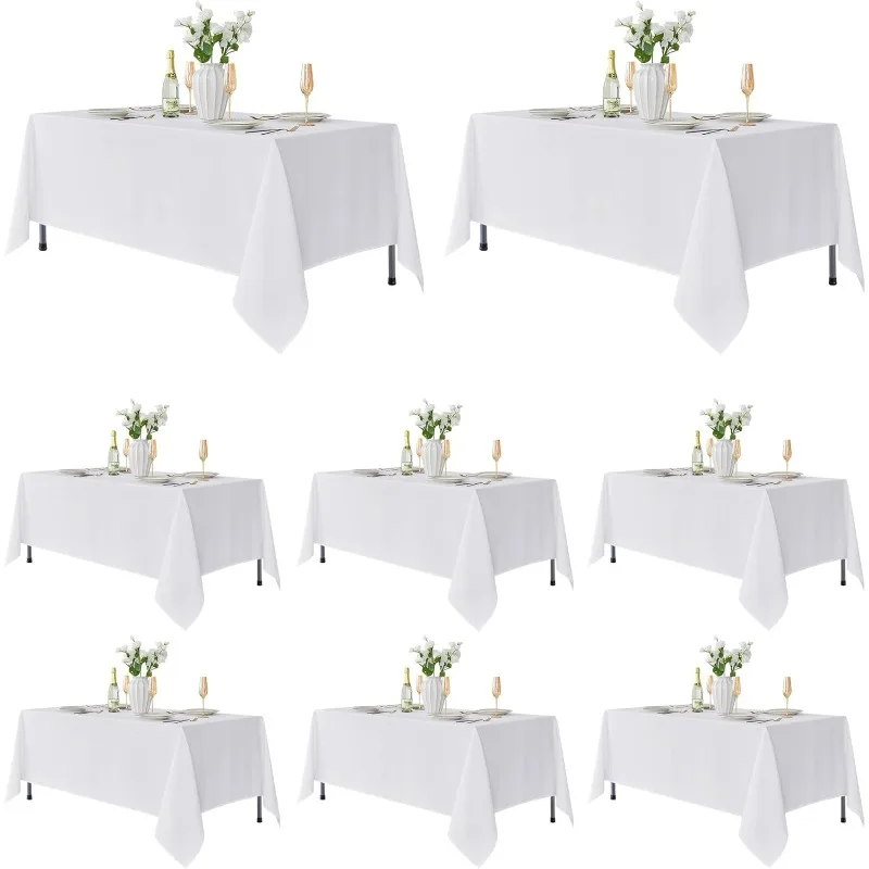 8 Pack Table Cloth Rectangle Table: Stain and Wrinkle Resistant Tablecloth Rectangular, Washable Polyester Table Cover