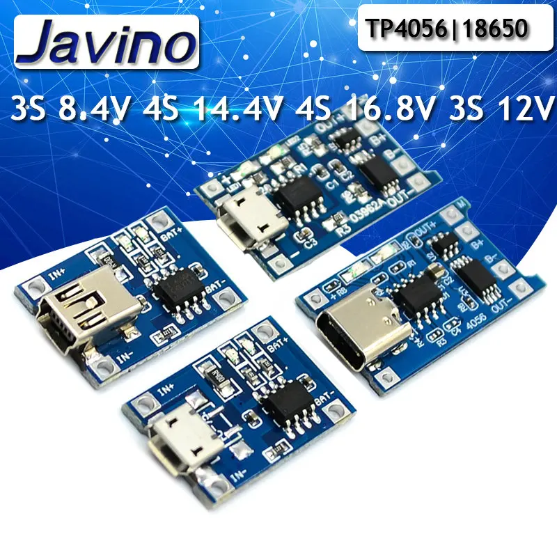 5PCS type-c/Micro USB 5V 1A 18650 TP4056 Lithium Battery Charger Module Charging Board With Protection Dual Functions 1A Li-ion