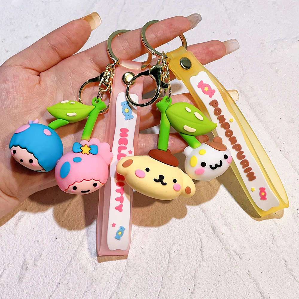 Sanrio Anime Action Figure Keychain Bag Pendant Hello Kitty Melody Kuromi Cinnamoroll Doll Pendant Couple Car Key Chain Kid Gift