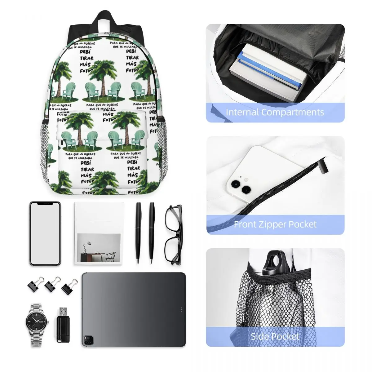 Bad Bunny DTMF Debi Tirar Mas Fotos Album Gift Lyric Backpack Hot Sale Daypack Boys Girls BookBag Shoulder Bags School Bag