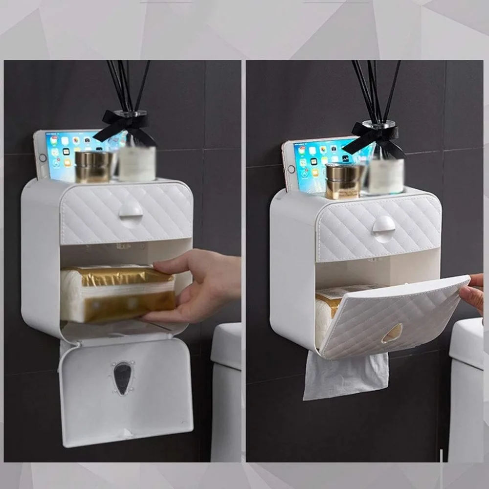 حامل ورق تواليت للمطبخ مقاوم للماء - صندوق تخزين مناديل مع كلمات مفاتيح طويلة الذيل لإدارة الورق الفعالة