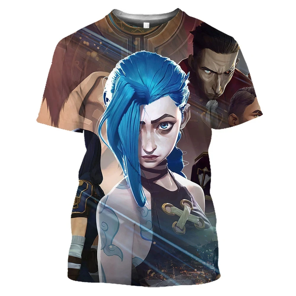 Arcane League Jinx Graphs Fashion Anime 3D Print Men Women T-shirt O-neck Short Sleeve Top Summer Casual Hip Hop Streetwear Tees