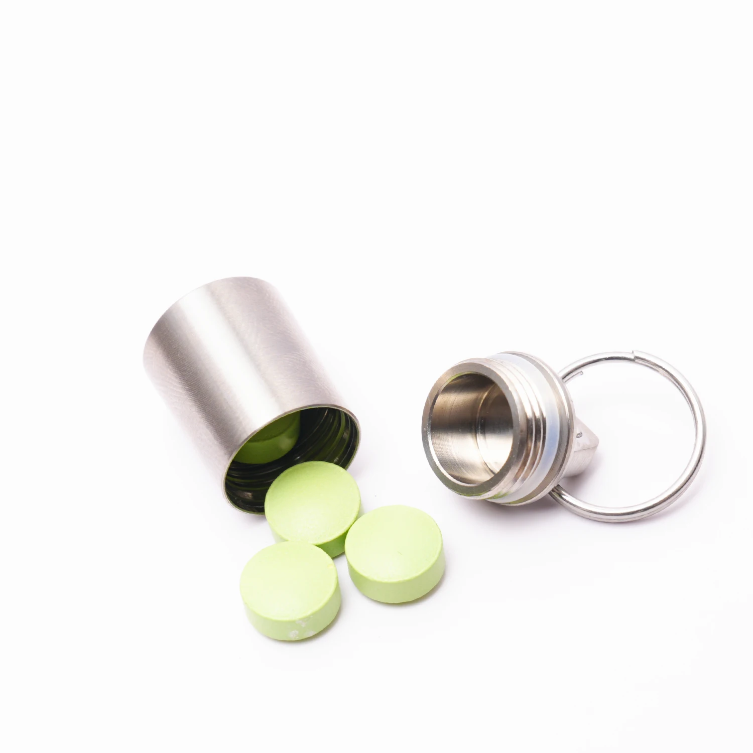 Titanium Alloy Sealed Bottle Mini Keychain Pendant Outdoor EDC Small Hand Tools With Stainless Steel Keyring