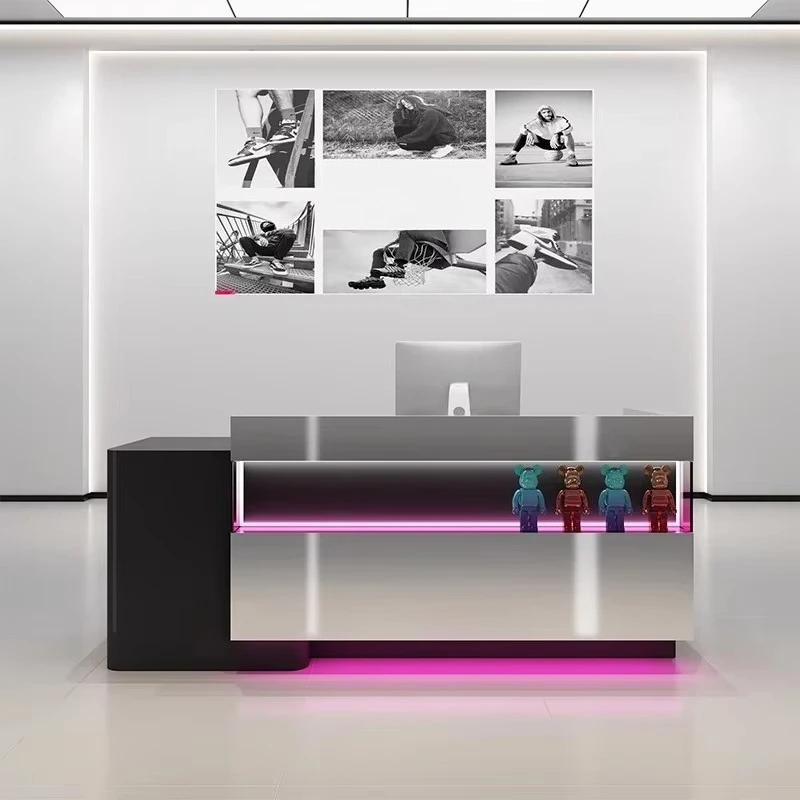 

&c High End Modern White Wood Beauty Nail Bar Counter Small Reception Desk for Clothing Store Beauty Salons Front Desks