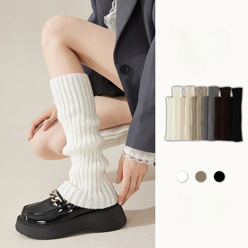 

Y2K Women's Leg Warmers Japanese Lolita Long Socks Knitted Foot Cover Arm Warmer Autumn Winter Crochet Heap Sock Boot Cuffs