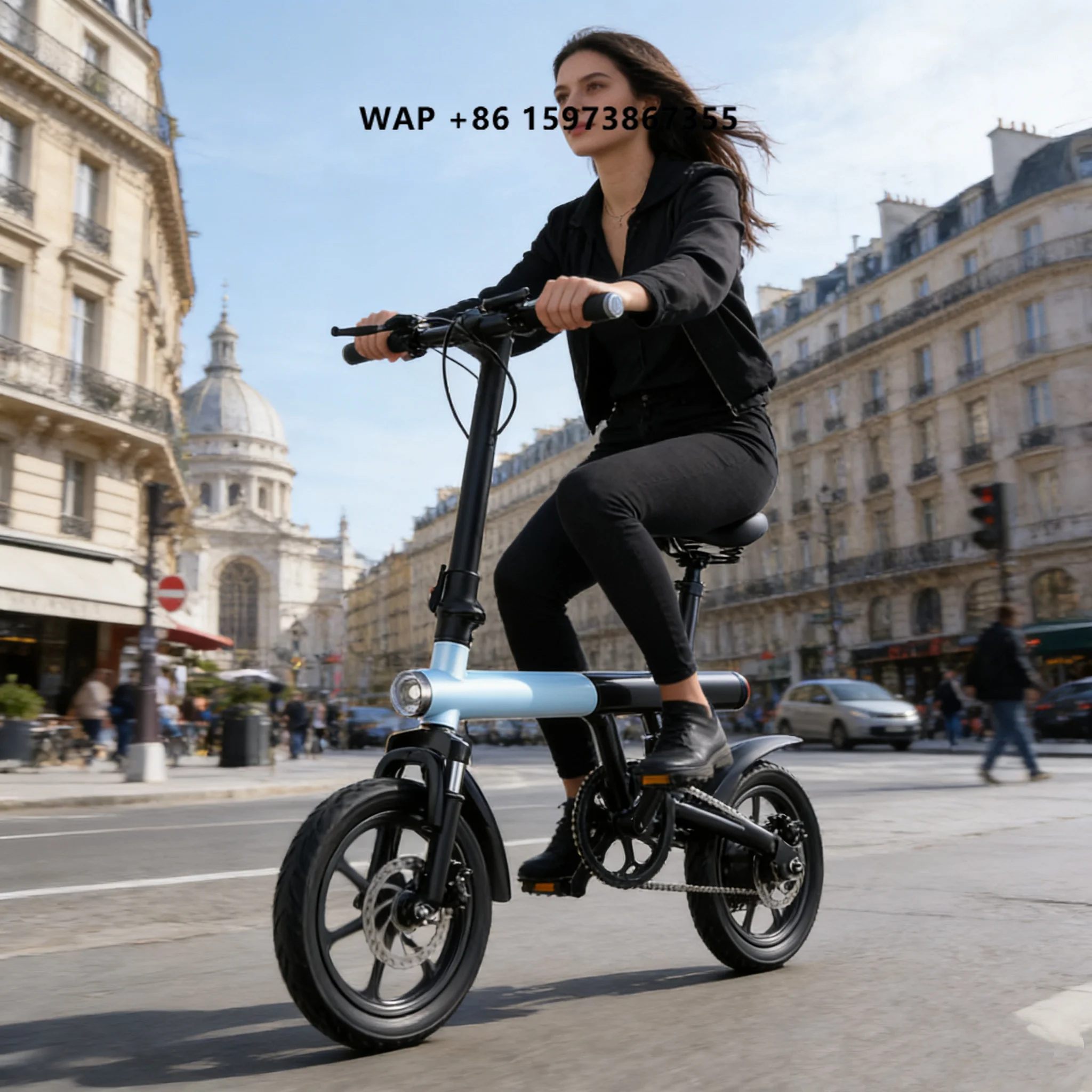 14-inch Foldable Electric Power-Assist Bicycle, Aluminum Alloy Frame, Lithium Battery, Variable Speed for City Commute