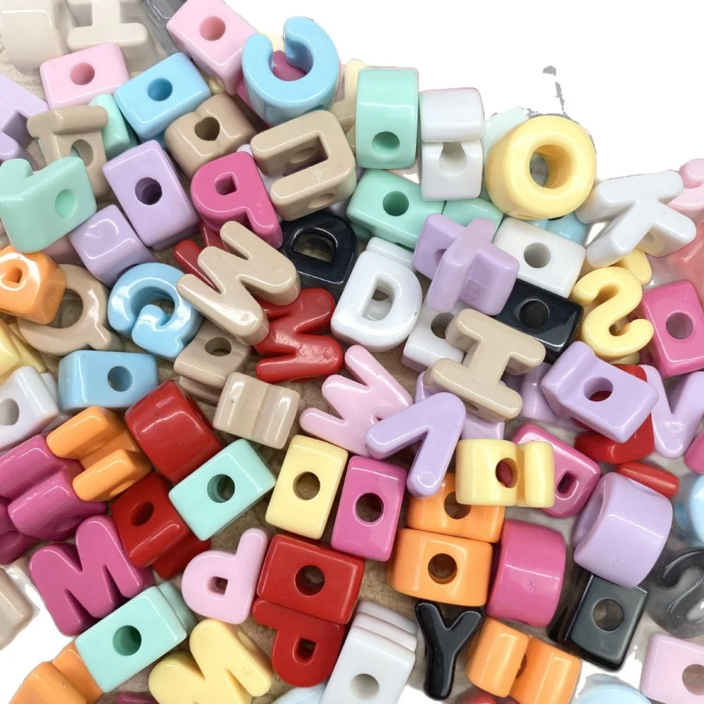 50/100/200 Stück Acryl-Buchstabenperlen mit großem Loch, DIY-Bastelperlen für die Schmuckherstellung, Alphabet-Anhänger, Abstandshalterperlen für DIY-Accessoires – Detail 8