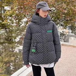 Down Puffer Jacket Winter Clothes Women 2024 New Short Hooded Coats Fashion Casual Outwears Womans Plaid Overcoat куртка женская