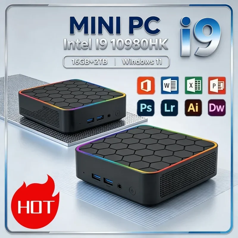 2026년형 미니 PC, 인텔 코어 i9-10980HK 프로세서, 윈도우 11, 16GB RAM, 2TB SSD, 소형 사이즈, 일상적인 전자상거래, 사무용, 데이터 정리에 적합