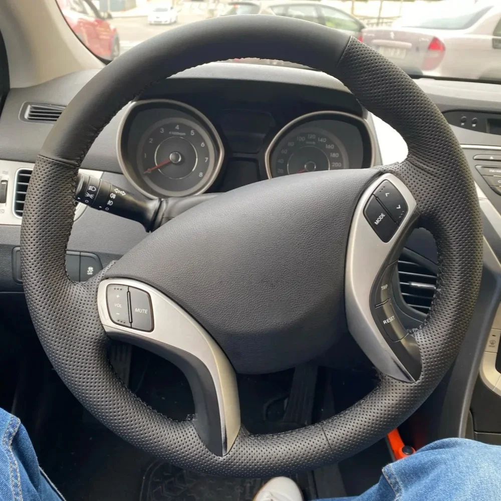 

Custom Car Steering Wheel Cover Elantra 2011-2016 Avante I30 2012-2016 Non-Slip Car Hand-sewn Steering Wrap For Hyundai Elantra